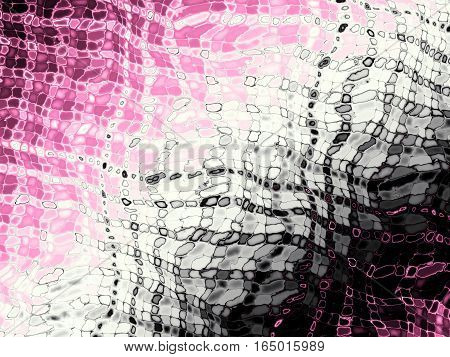 Digital art abstract pattern. Pink wavy geometrical image