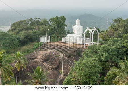 This a bBoeddha in the middle of a forest.