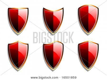 Készlet vörös vektor páncél pajzsok