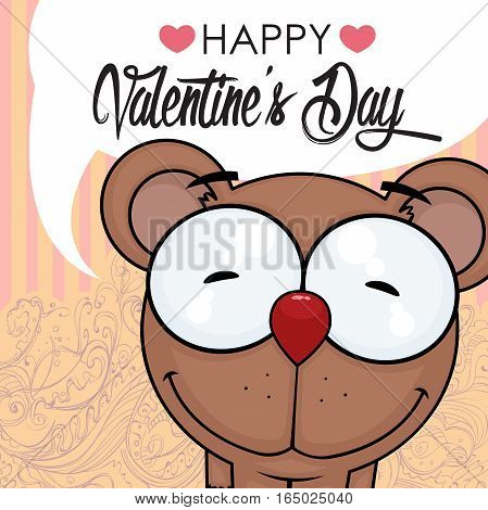 Valentines day greeting card set with funny animal character.