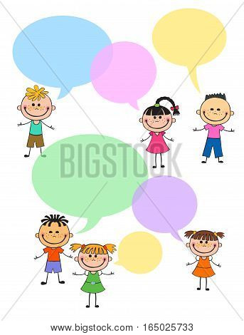 Vector brochure backgrounds with cartoon children. balloon template design. Courtesy lesson for children rights to the banner advertisement for children illustration isolated