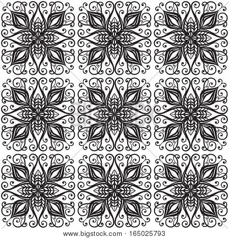 Semaless retro floral baroque black and white ornament