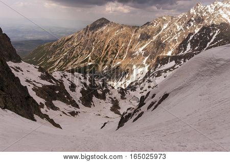 Mountain trail in the High Tatras. Zawrat. Poland