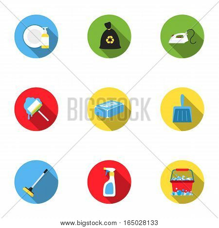 Cleaning set icons in flat style. Big collection of cleaning vector symbol stock