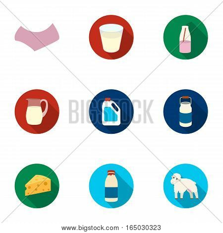 Milk set icons in flat style. Big collection of milk vector symbol stock