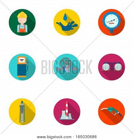 Oil industry set icons in flat design. Big collection of oil industry vector symbol stock illustration