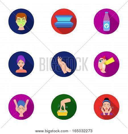 Skin care set icons in flat style. Big collection of skin care vector symbol stock