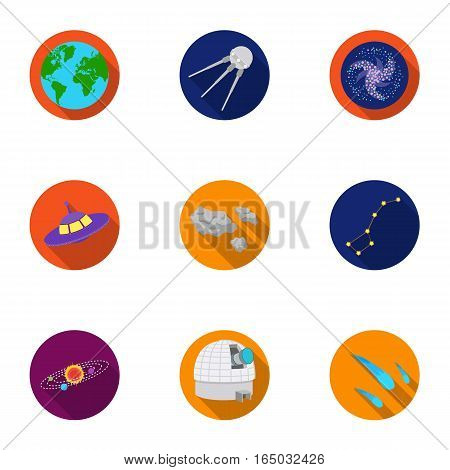 Space set icons in flat style. Big collection of space vector symbol stock