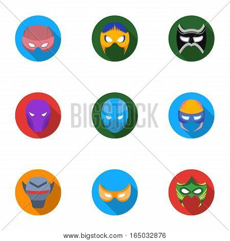 Superhero mask set icons in flat style. Big collection of superhero mask vector symbol stock