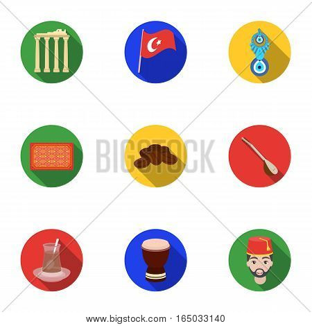 Turkey set icons in flat style. Big collection of Turkey vector symbol stock