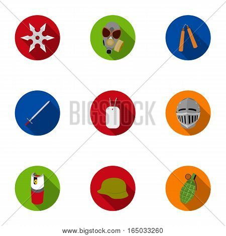 Weapon set icons in flat style. Big collection of weapon vector symbol stock