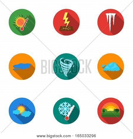 Weather set icons in flat style. Big collection of weather vector symbol stock