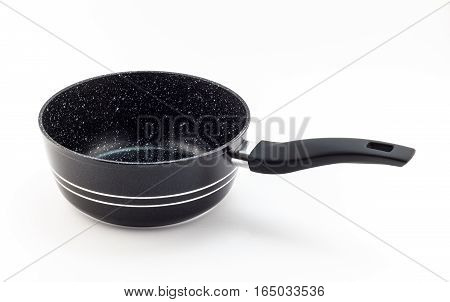 Black marble coated cooking pot photo on white background
