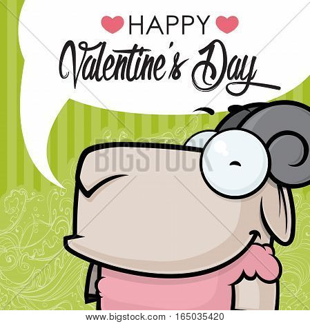 Valentines day greeting card with funny animal character.