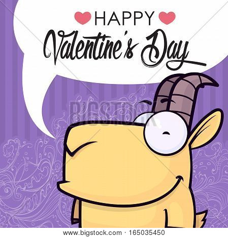 Valentines day greeting card with funny animal character.