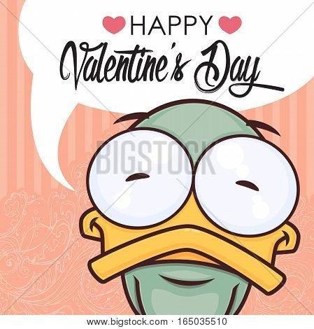 Valentines day greeting card with funny animal character.