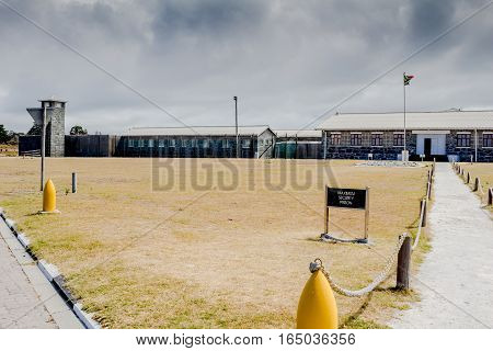 ROBBEN ISLAND SOUTH AFRICA - DECEMBER 19 2016: Photo of Robben Island Maximum Security Prison where Nelson Mandela later President of South Africa was incarcerated for 18 years.