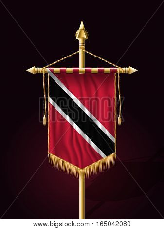 Flag Of Trinidad And Tobago. Festive Vertical Banner With Flagpole