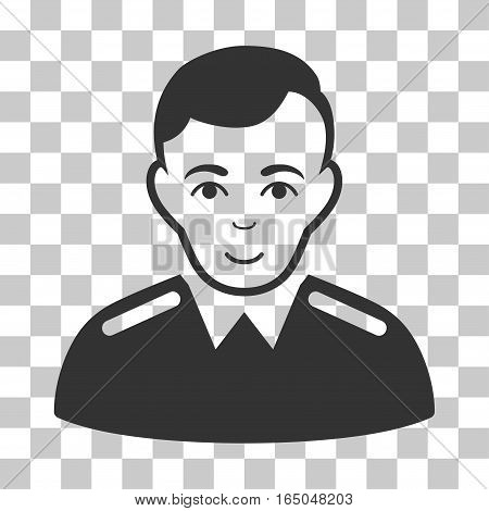 Officer vector pictograph. Illustration style is flat iconic gray symbol on a chess transparent background.