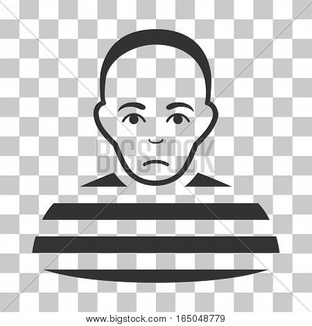 Prisoner vector pictogram. Illustration style is flat iconic gray symbol on a chess transparent background.