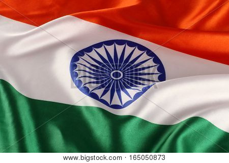 Closeup of National Indian Flag - Tricolor