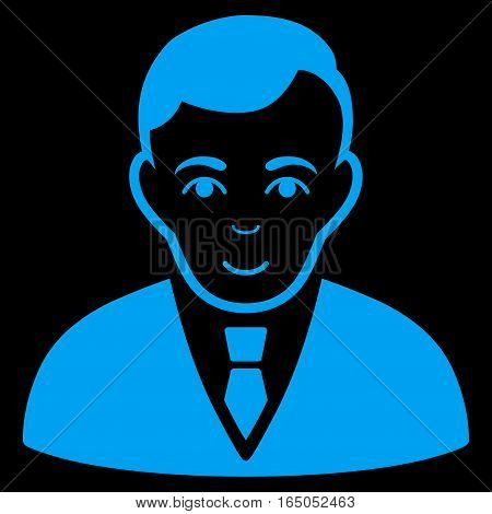 Manager vector icon. Flat blue symbol. Pictogram is isolated on a black background. Designed for web and software interfaces.