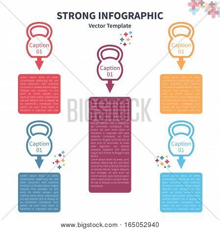 Vector infographic colorful template. Concept with kettlebell stylized elements on the white background.