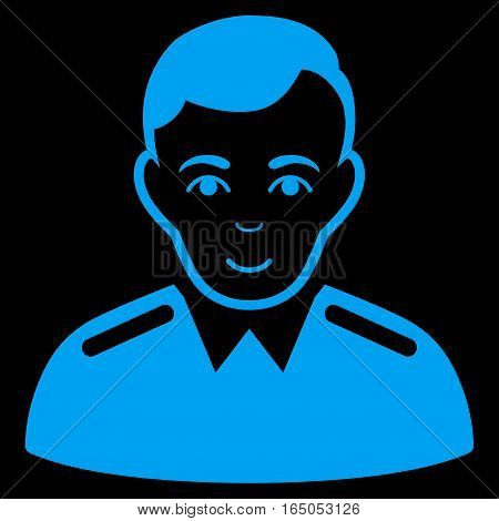 Officer vector icon. Flat blue symbol. Pictogram is isolated on a black background. Designed for web and software interfaces.
