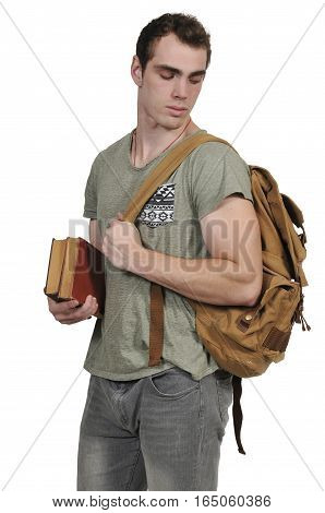 Man student with a back pack or book bag