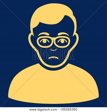 Downer vector icon. Flat yellow symbol. Pictogram is isolated on a blue background. Designed for web and software interfaces.
