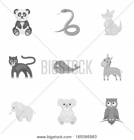 Animals set icons in monochrome style. Big collection of animals vector symbol stock