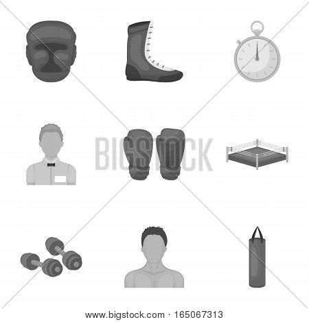 Boxing set icons in monochrome design. Big collection of boxing vector symbol stock illustration