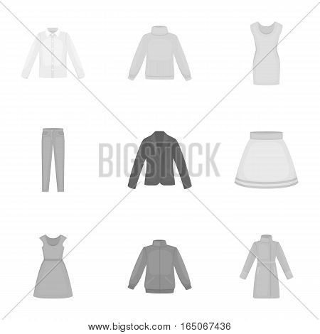 Clothes set icons in monochrome style. Big collection of clothes vector symbol stock
