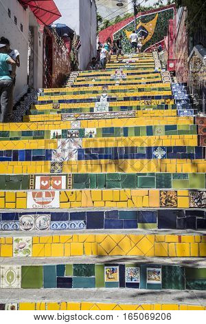 People At The Selaron Steps Connecting Lapa And Santa Teresa  In Rio
