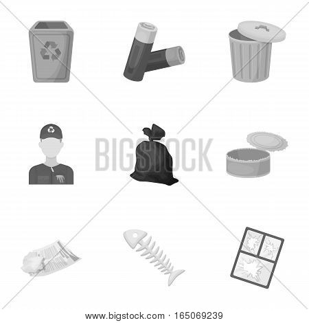Trash and garbage set icons in monochrome design. Big collection of trash and garbage vector symbol stock illustration