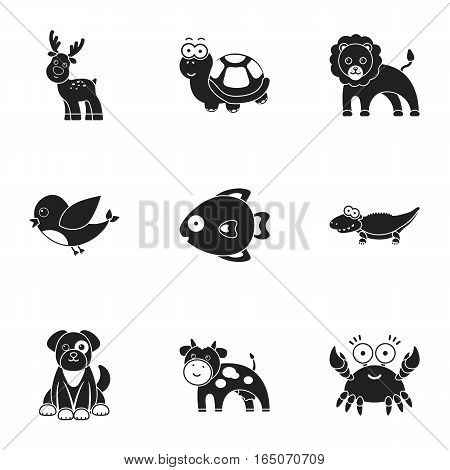 Animals set icons in black style. Big collection of animals vector symbol stock