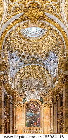 Ornate Interior Of The Church Of San Luigi Dei Francesi In Rome