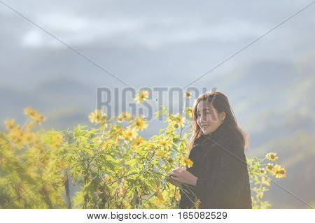 Woman And Foggy