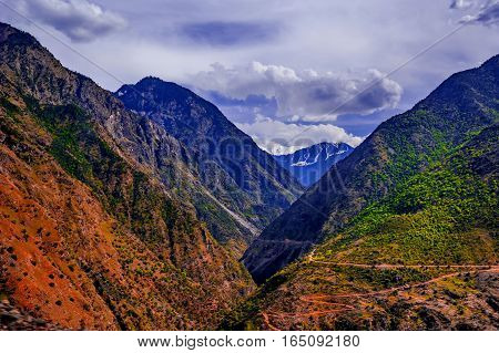 view to karakoram highway and valley, Karakoram, Pakistan