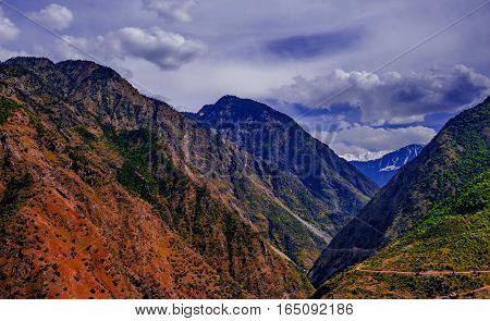 view to karakoram highway and valley, Karakoram, Pakistan