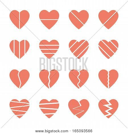 pink red broken heart icons set,vector Illustration EPS10