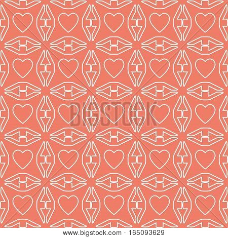 heart white line valentine day design pattern on pink background,vector Illustration EPS10