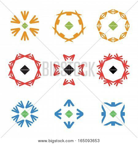 abstract red blue orange arrow color icon logos set,vector Illustration EPS10
