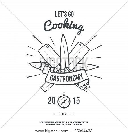 Chefs Vintage Crossed Knives T-shirt graphics print vector illustration