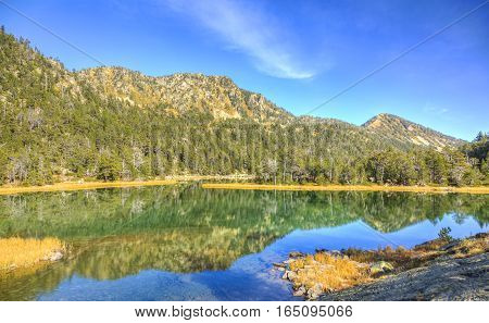 Beautiful high altitude lake (les Laquettes) located in Pyrenees Mountains in Neouvielle Massif.