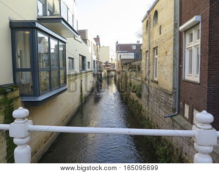 Dutch Buildings River In Valkenburg