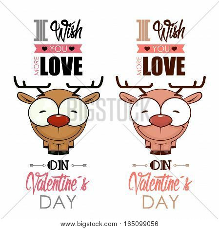 Valentines day greeting card with funny animal character.