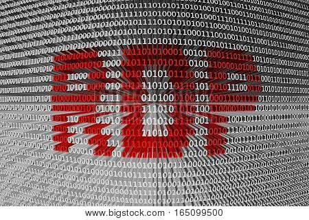 RDP is presented in the form of binary code, 3d illustration