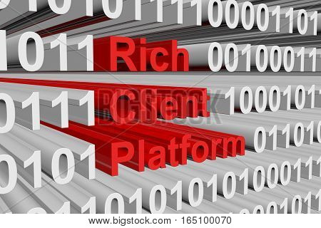 Rich client platform is presented in the form of binary code 3d illustration