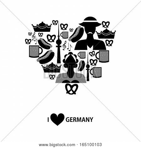 set of icons in the style of a flat design on the theme of germany.